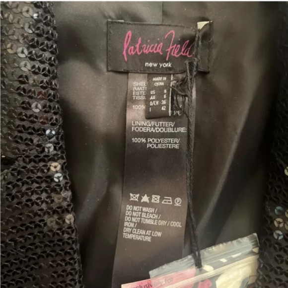 PATRICIA FIELD BLACK SEQUIN BLAZER Sex & The City Size Vintage with Tags SZ 6 - Picture 8 of 9